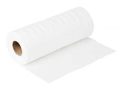 White rolled viscose towel and wipe isolated on white background.